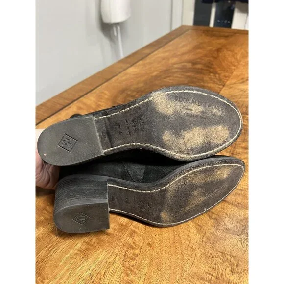 Donald J Pliner Women’s 8.5 Donata Cowboy Boot Distressed Suede Leather Black - Picture 10 of 11